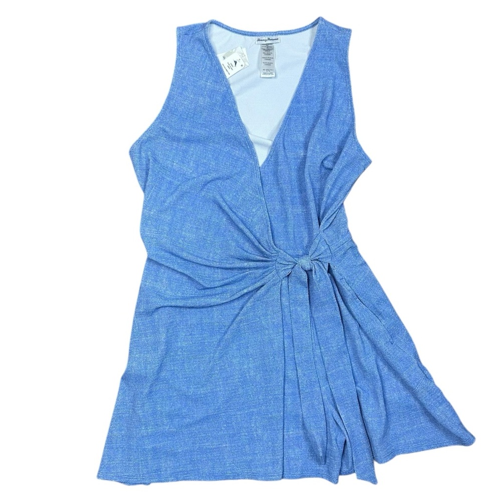 NEW Tommy Bahama Island Cays Wrap Romper XL Blue Monday Heather Resort UPF 50 - Picture 2 of 11